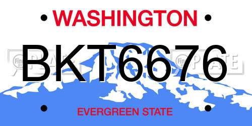 BKT6676 Washington License Plate