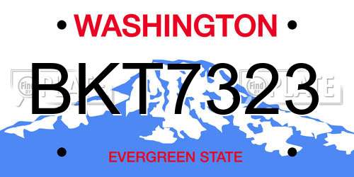 BKT7323 Washington License Plate