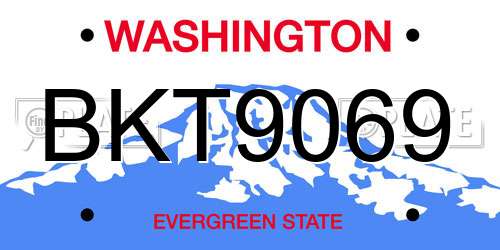 BKT9069 Washington License Plate