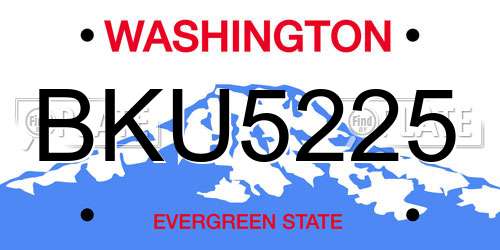 BKU5225 Washington License Plate