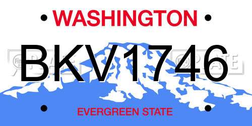 BKV1746 Washington License Plate