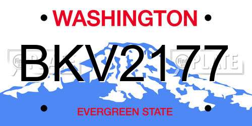 BKV2177 Washington License Plate