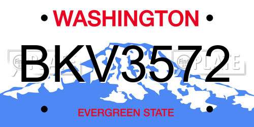BKV3572 Washington License Plate