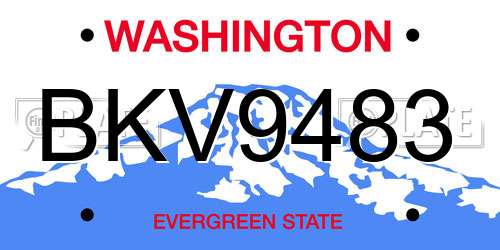 BKV9483 Washington License Plate