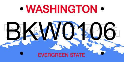 BKW0106 Washington License Plate