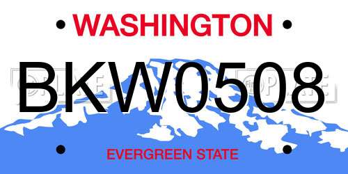 BKW0508 Washington License Plate