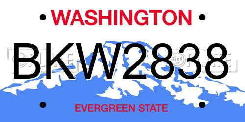 BKW2838 Washington License Plate
