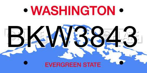 BKW3843 Washington License Plate