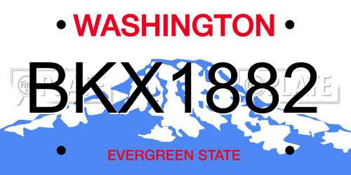 BKX1882 Washington License Plate