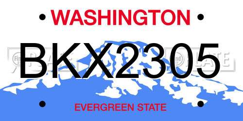 BKX2305 Washington License Plate