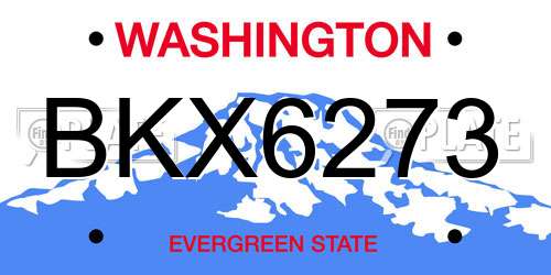 BKX6273 Washington License Plate