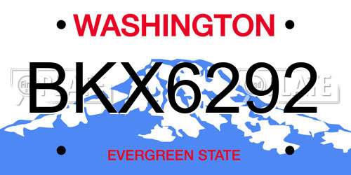 BKX6292 Washington License Plate