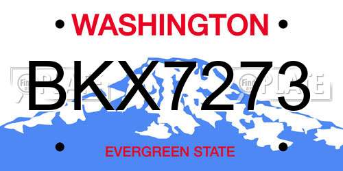 BKX7273 Washington License Plate