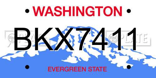 BKX7411 Washington License Plate