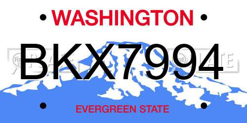 BKX7994 Washington License Plate