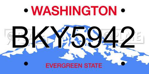 BKY5942 Washington License Plate