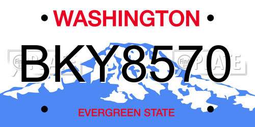 BKY8570 Washington License Plate