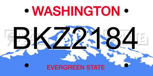 BKZ2184 Washington License Plate