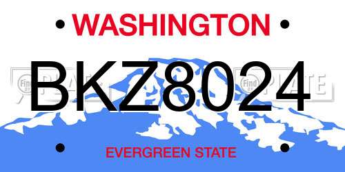 BKZ8024 Washington License Plate