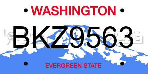 BKZ9563 Washington License Plate