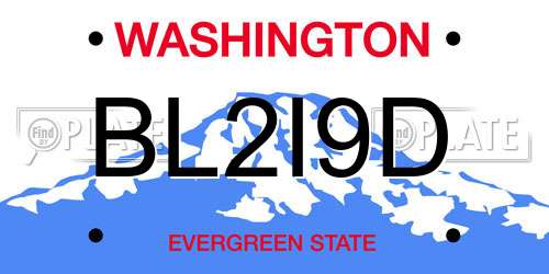 BL2I9D Washington License Plate