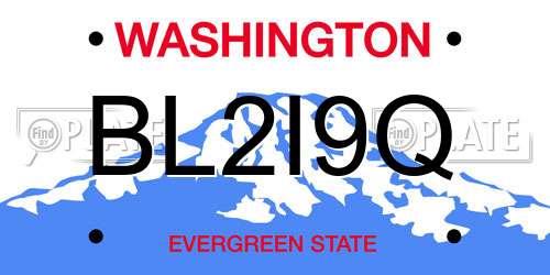 BL2I9Q Washington License Plate