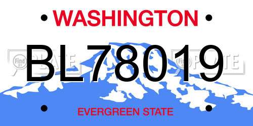 BL78019 Washington License Plate