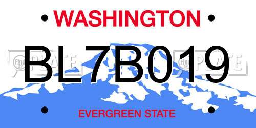 BL7B019 Washington License Plate