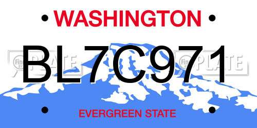 BL7C971 Washington License Plate
