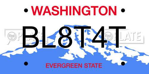 BL8T4T Washington License Plate