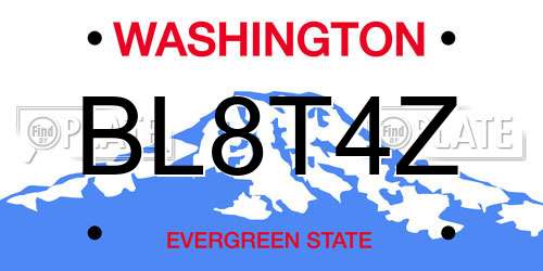 BL8T4Z Washington License Plate