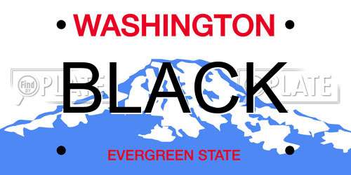 BLACK Washington License Plate