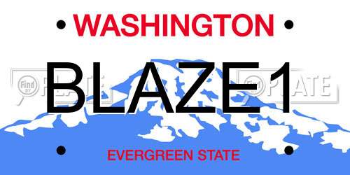 BLAZE1 Washington License Plate