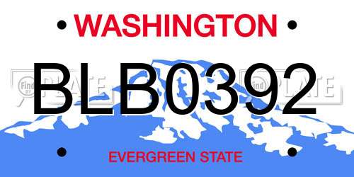BLB0392 Washington License Plate
