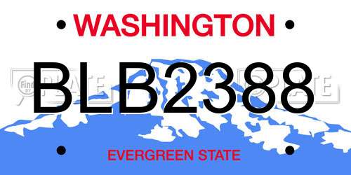 BLB2388 Washington License Plate