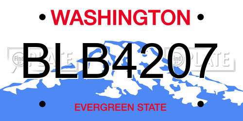 BLB4207 Washington License Plate