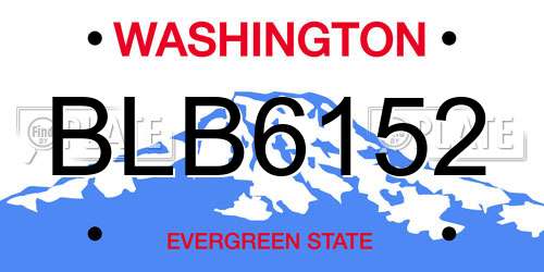 BLB6152 Washington License Plate