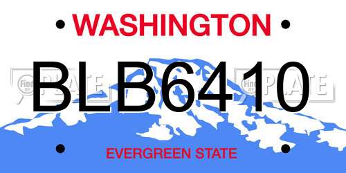 BLB6410 Washington License Plate