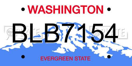 BLB7154 Washington License Plate