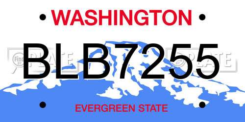 BLB7255 Washington License Plate