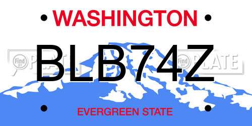 BLB74Z Washington License Plate