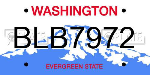 BLB7972 Washington License Plate