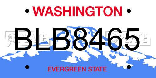 BLB8465 Washington License Plate