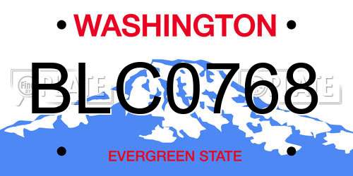 BLC0768 Washington License Plate