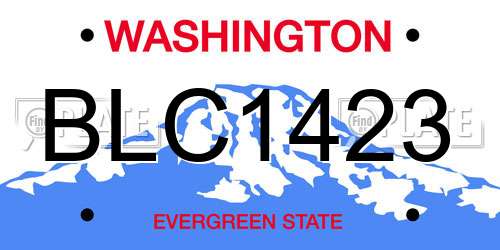 BLC1423 Washington License Plate