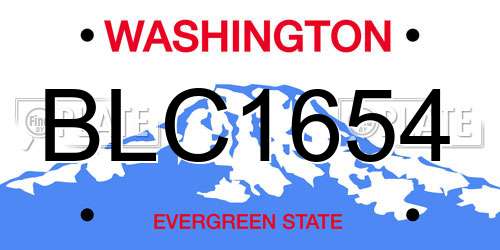 BLC1654 Washington License Plate