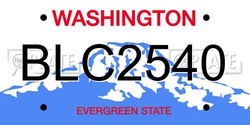 BLC2540 Washington License Plate