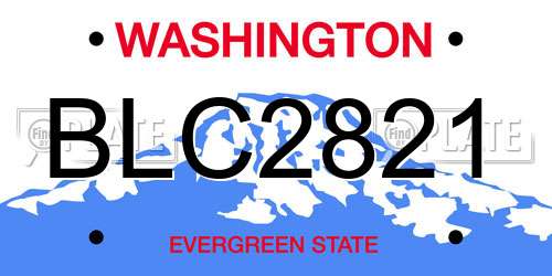 BLC2821 Washington License Plate