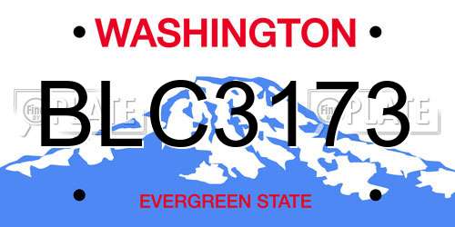 BLC3173 Washington License Plate