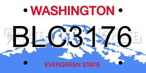 BLC3176 Washington License Plate